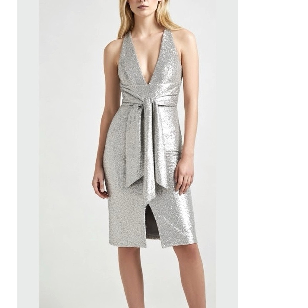 Harlyn Sequins Cocktail Silver Gray Dress Size M